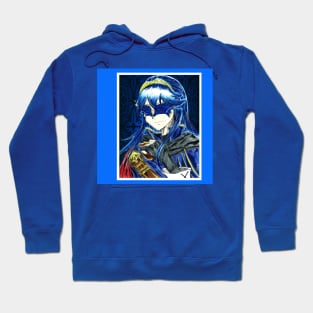 the blue knight in armor of magic anime style art ecopop Hoodie